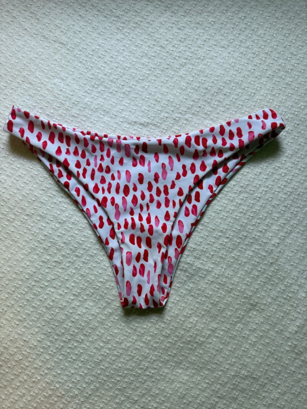 SHEIN White Red Pink Patterned Swim Top